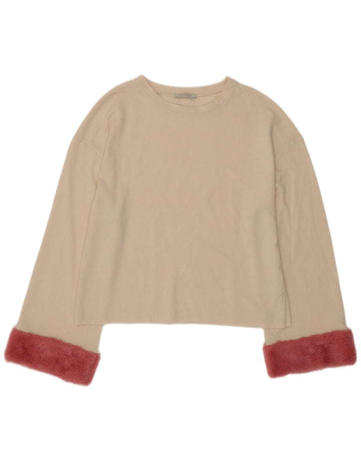 Top Zara da donna oversize a maniche lunghe UK 10 Small Beige Colourblock