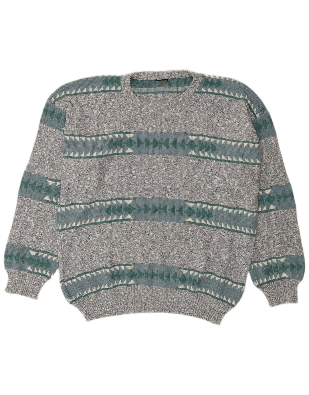 Maglione girocollo da uomo vintage IT 50 Cotone geometrico grigio medio