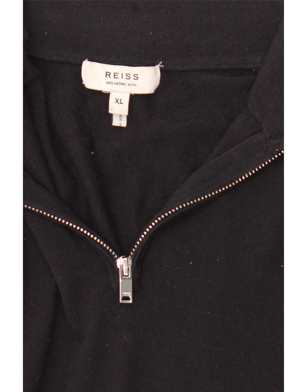 Maglione Reiss da uomo con zip e collo XL in lana nera
