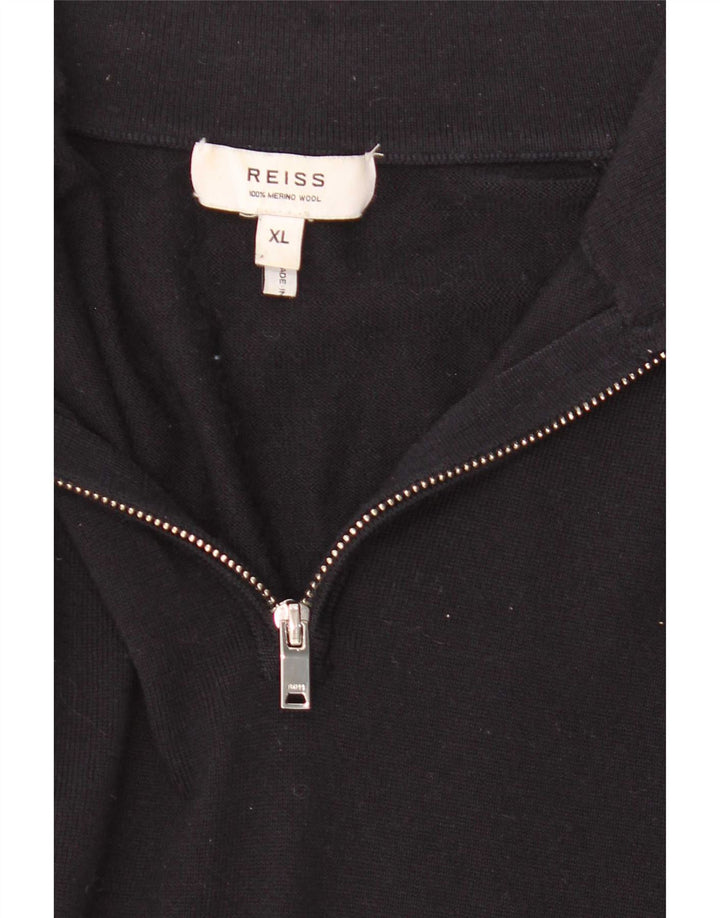 Maglione Reiss da uomo con zip e collo XL in lana nera