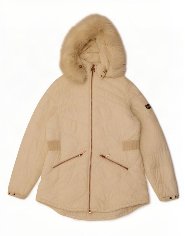 Giacca imbottita con cappuccio da donna Barbour UK 16 grande bianca