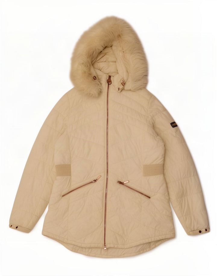 Giacca imbottita con cappuccio da donna Barbour UK 16 grande bianca
