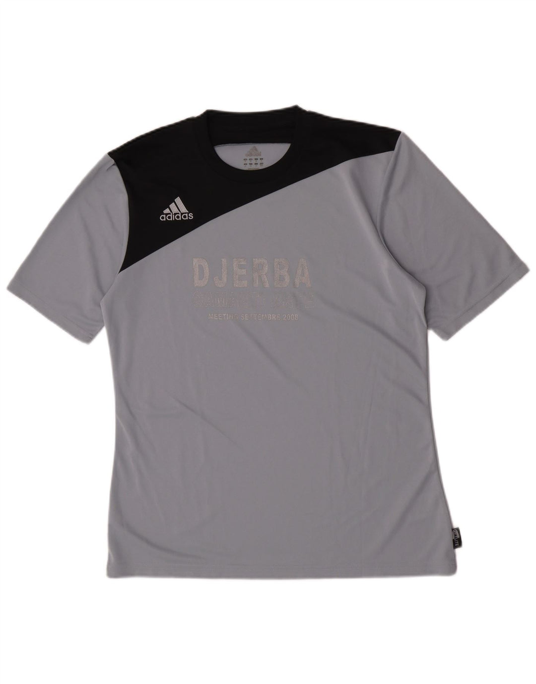 T-shirt grafica Adidas da uomo Climalite Top in poliestere color block grigio medio