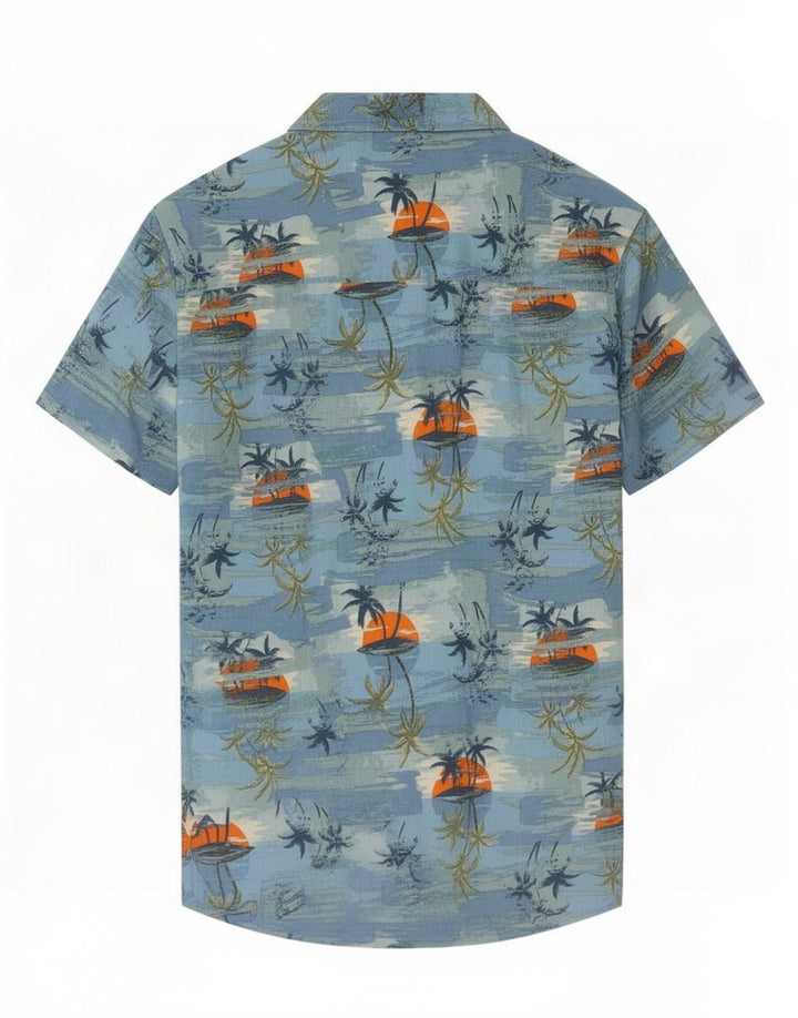 Camicia da uomo con motivo astratto Mountain Warehouse blu medio hawaiano
