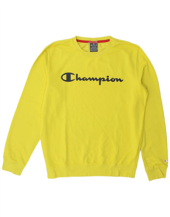 Felpa grafica da uomo Champion, maglione, cotone giallo medio