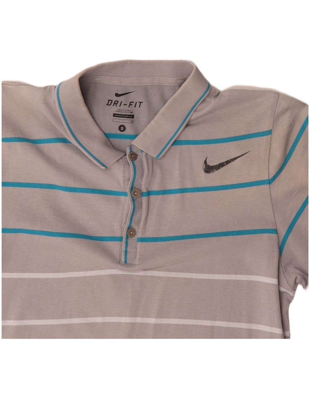 Polo Nike da uomo Dri Fit piccola in cotone a righe grigie