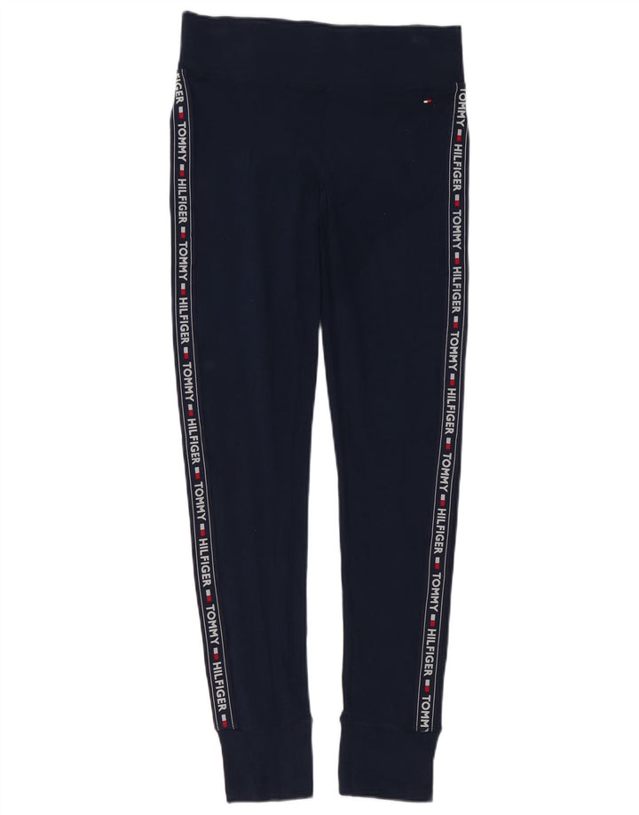 Leggings grafici da donna Tommy Hilfiger UK 12 cotone blu navy medio