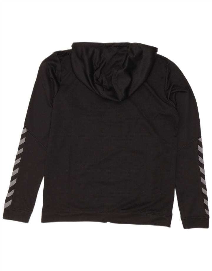 Felpa con cappuccio con zip grafica da uomo Hummel in poliestere nero medio