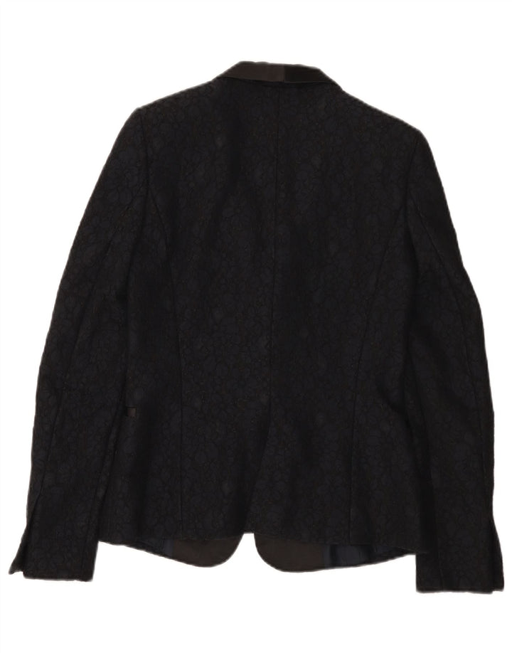 Giacca blazer a 1 bottone da donna Zara UK 10 piccolo floreale nero