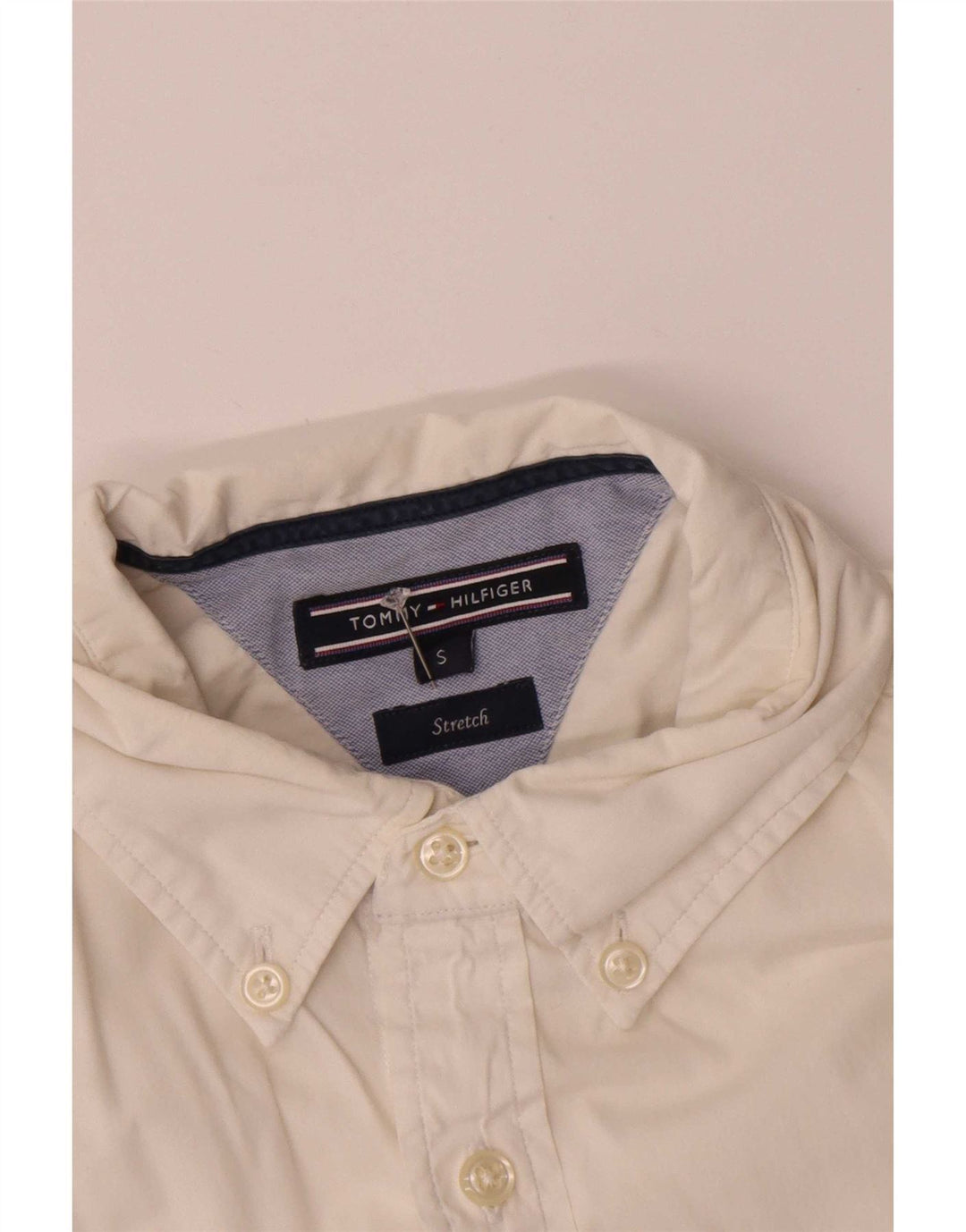 Camicia a maniche corte elasticizzata da uomo Tommy Hilfiger piccola in cotone bianco