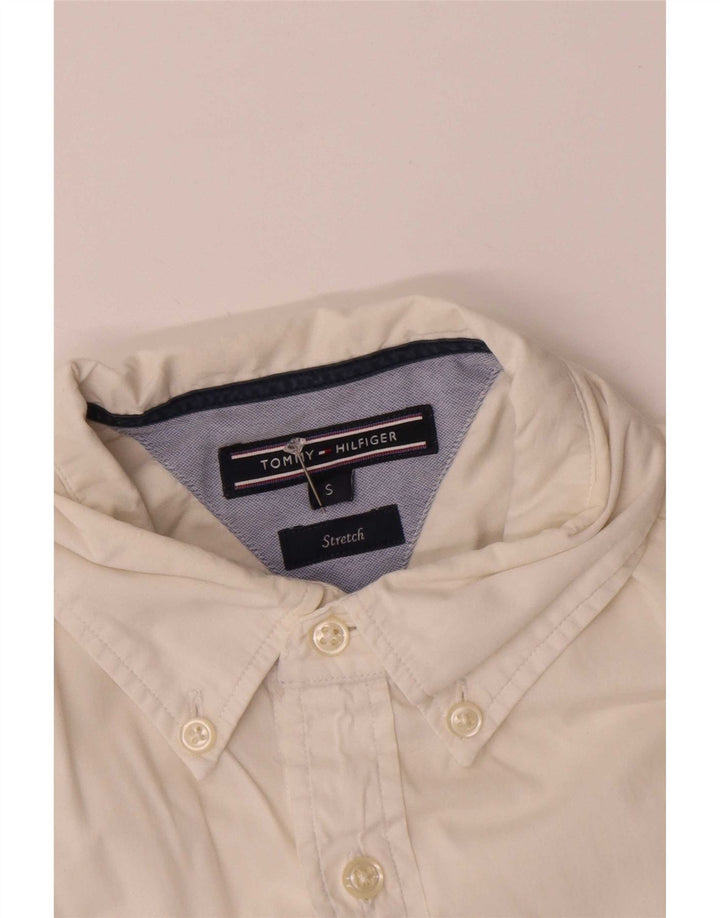 Camicia a maniche corte elasticizzata da uomo Tommy Hilfiger piccola in cotone bianco
