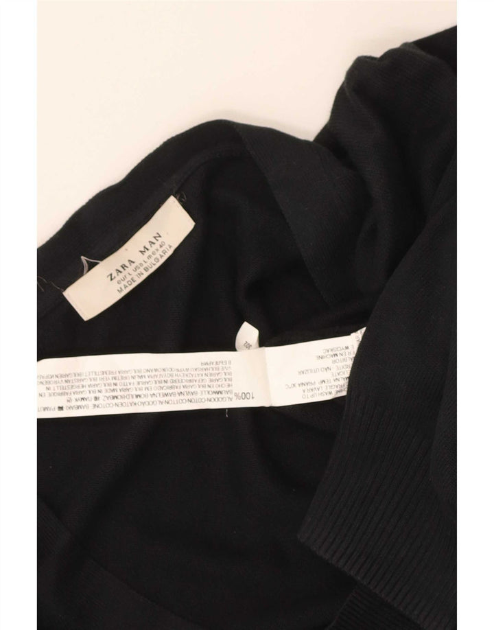 Maglione cardigan da uomo Zara grande in cotone nero