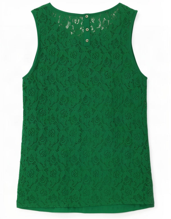Massimo Dutti Camicetta senza maniche in pizzo da donna Top UK 10 Piccolo verde floreale