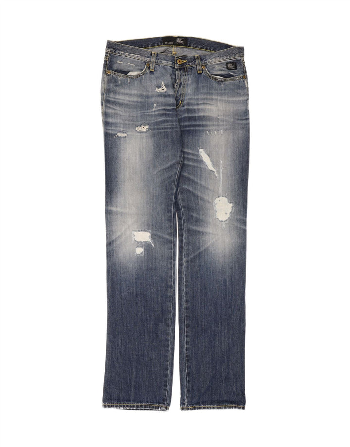 Jeans dritti invecchiati De Luxe da uomo Roy Rogers W32 L34 cotone blu
