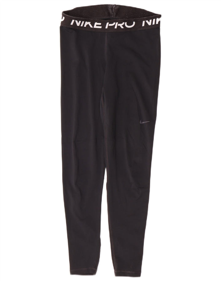 Leggings grafici Nike da donna Dri Fit UK 12 medio nero poliestere sportivo