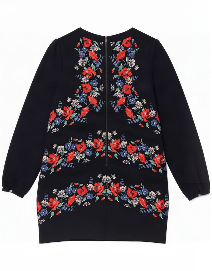 Warehouse Abito a trapezio da donna UK 14 Grande poliestere floreale blu navy