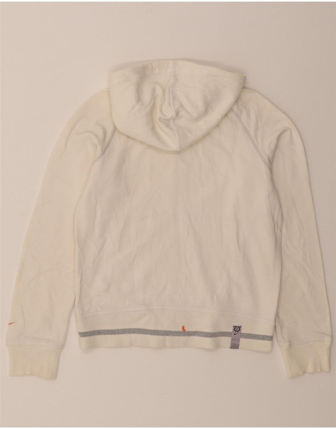 NIKE Womens Zip Hoodie Sweater UK 10/12 Medium White Vintage Nike and Second-Hand Nike from Messina Hembry 