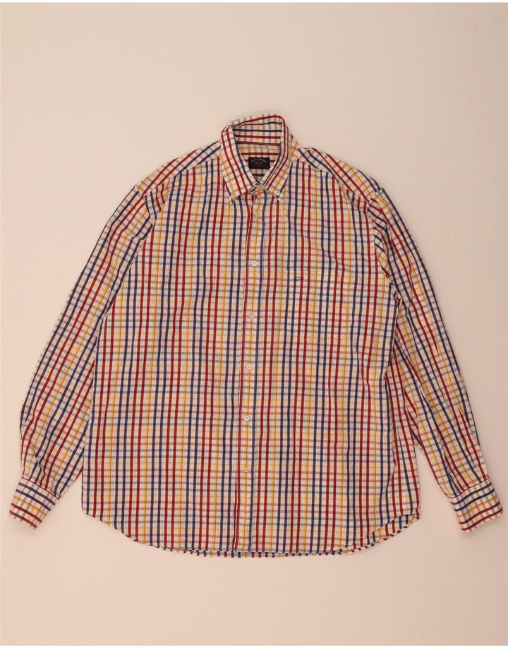 Camicia da uomo Paul & Shark taglia 42 grande motivo a quadri multicolore