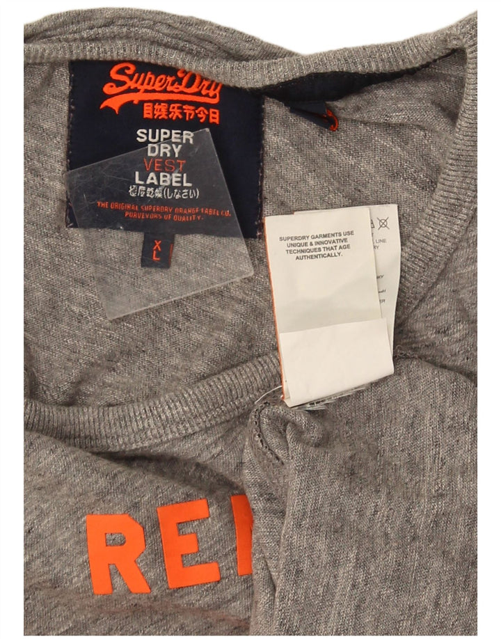 Canottiera grafica da uomo Superdry XL in cotone color block grigio