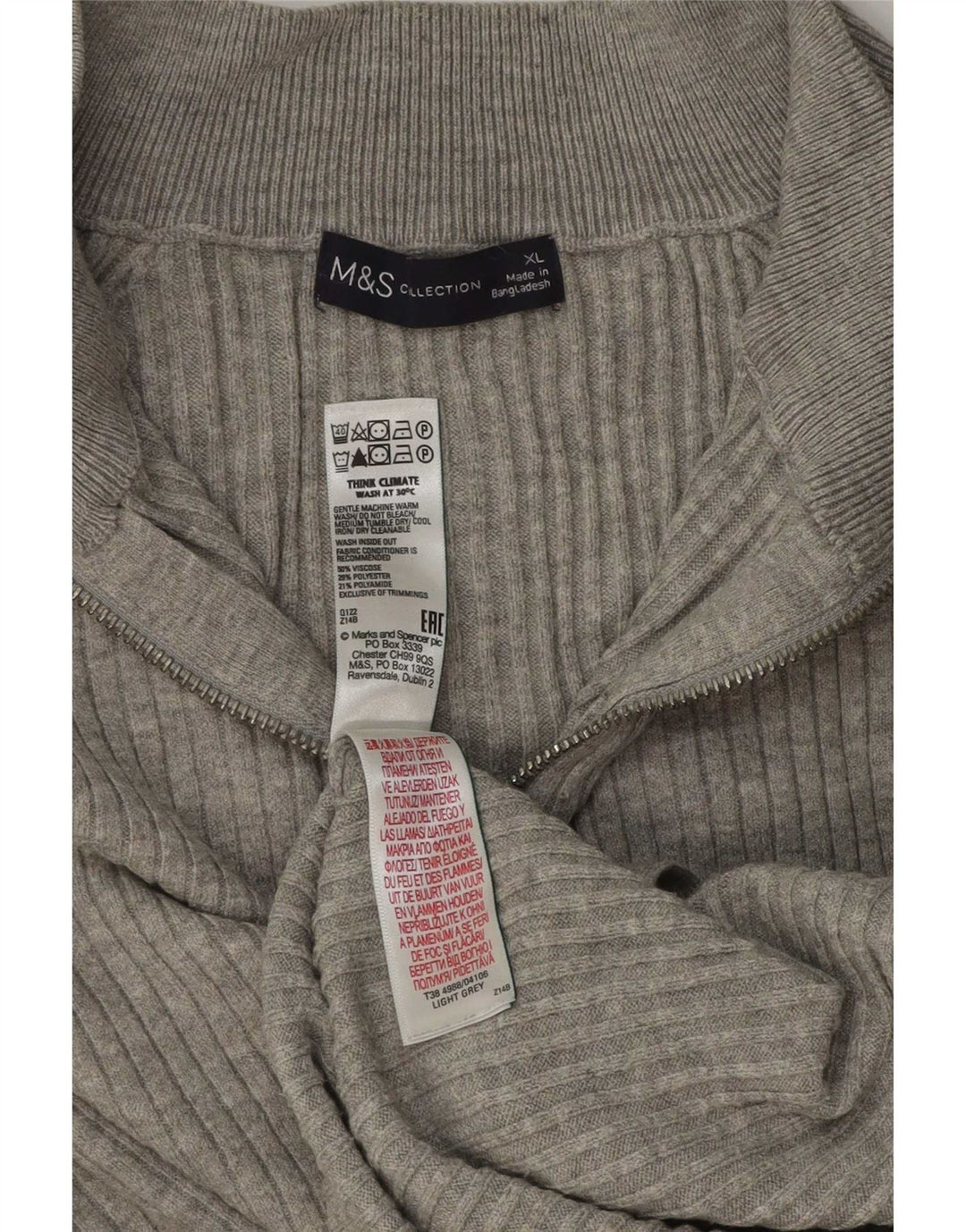 Maglione maglione oversize con zip e collo da donna Marks & Spencer UK 18 XL Grigio