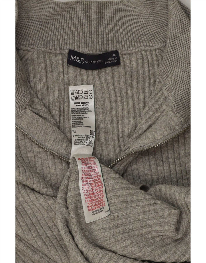 Maglione maglione oversize con zip e collo da donna Marks & Spencer UK 18 XL Grigio