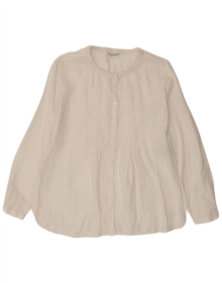 Camicetta camicia oversize da donna Marella UK 10 piccola lino bianco