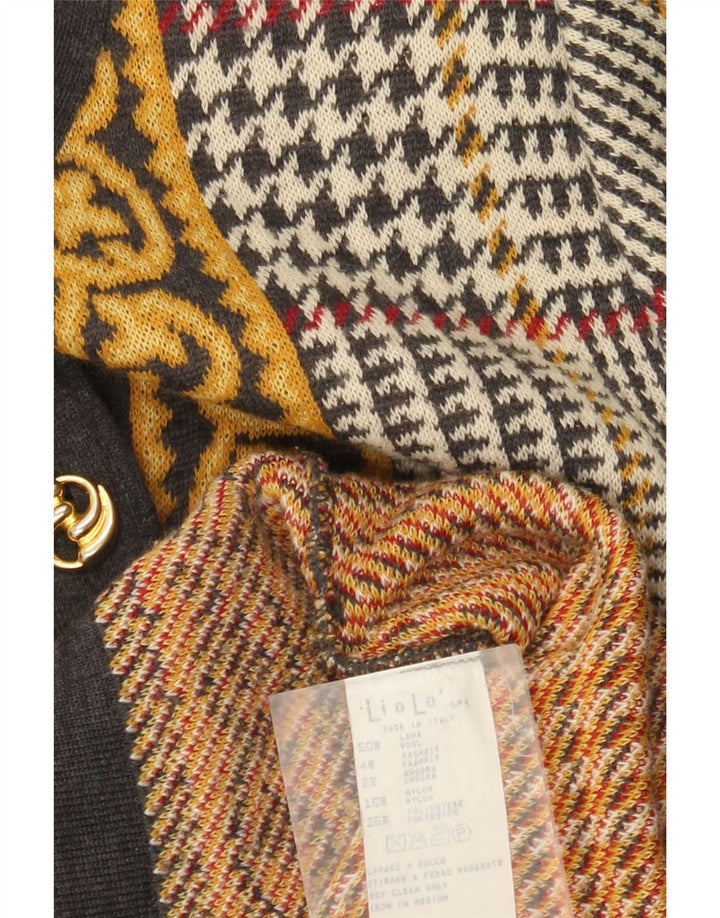 Maglione cardigan da donna Liola UK 12 Lana pied de poule multicolore medio