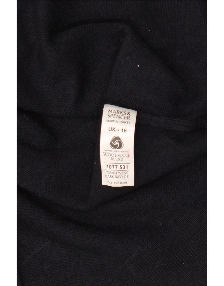 Maglione maglione a collo alto da donna Marks & Spencer UK 16 grande blu navy