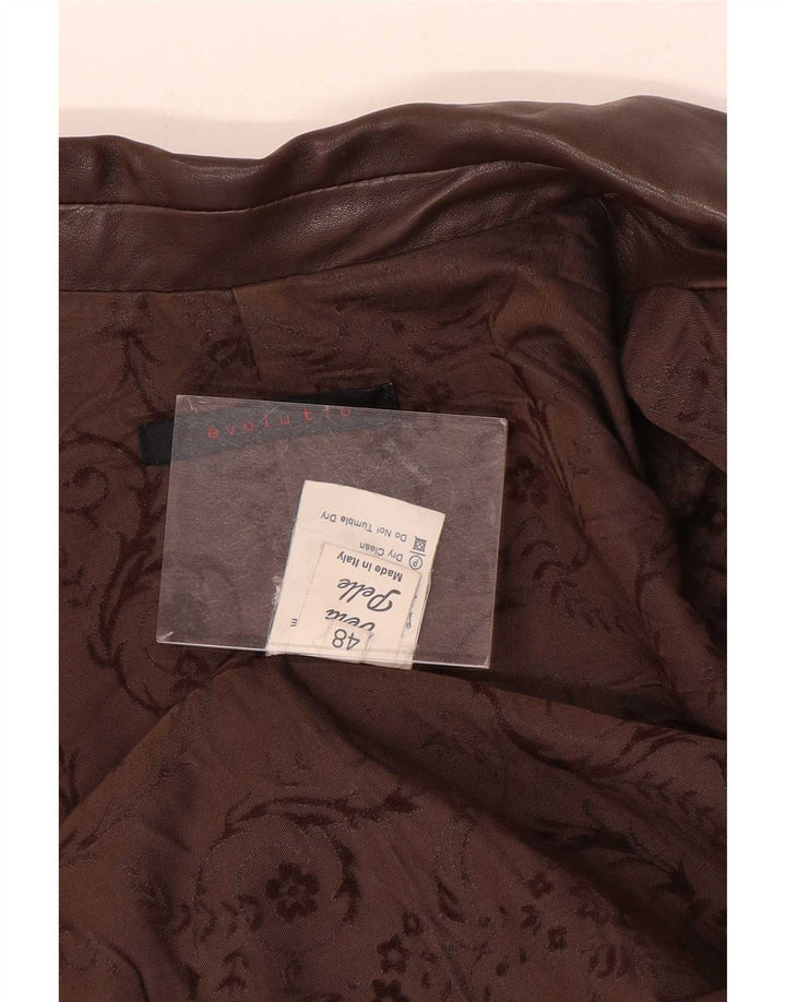 Giacca blazer in pelle da donna a 3 bottoni Evolution IT 48 XL Blocco colore marrone