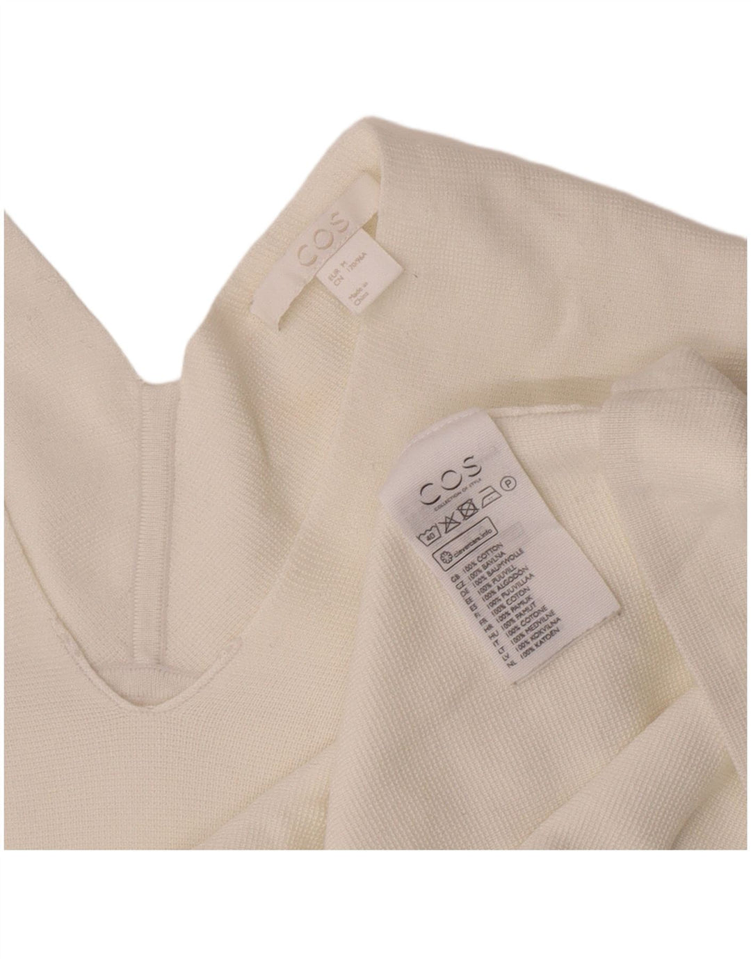 Cos Top da donna a maniche lunghe UK 14 Cotone bianco medio