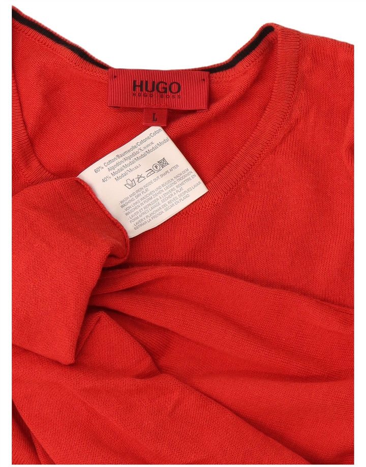 Maglione maglione girocollo da uomo Hugo Boss grande cotone rosso
