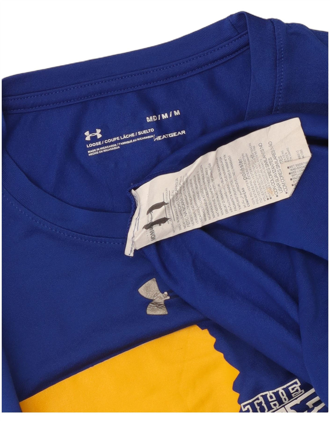 UNDER ARMOUR Top da uomo con grafica Heat Gear a maniche lunghe in poliestere blu medio