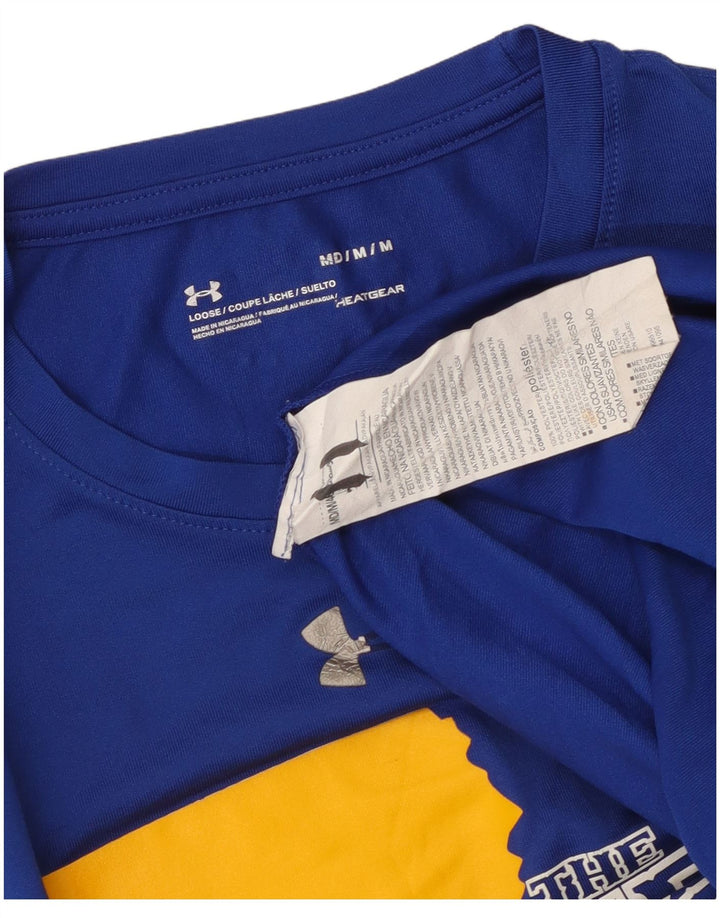 UNDER ARMOUR Top da uomo con grafica Heat Gear a maniche lunghe in poliestere blu medio