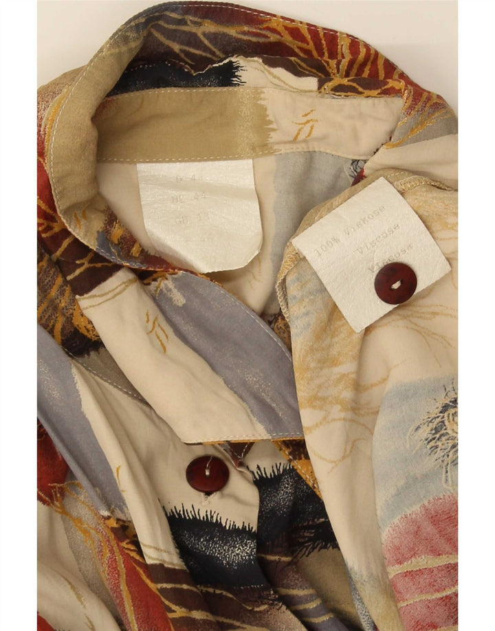 Camicetta camicia vintage da donna UK 18 XL Viscosa patchwork multicolore
