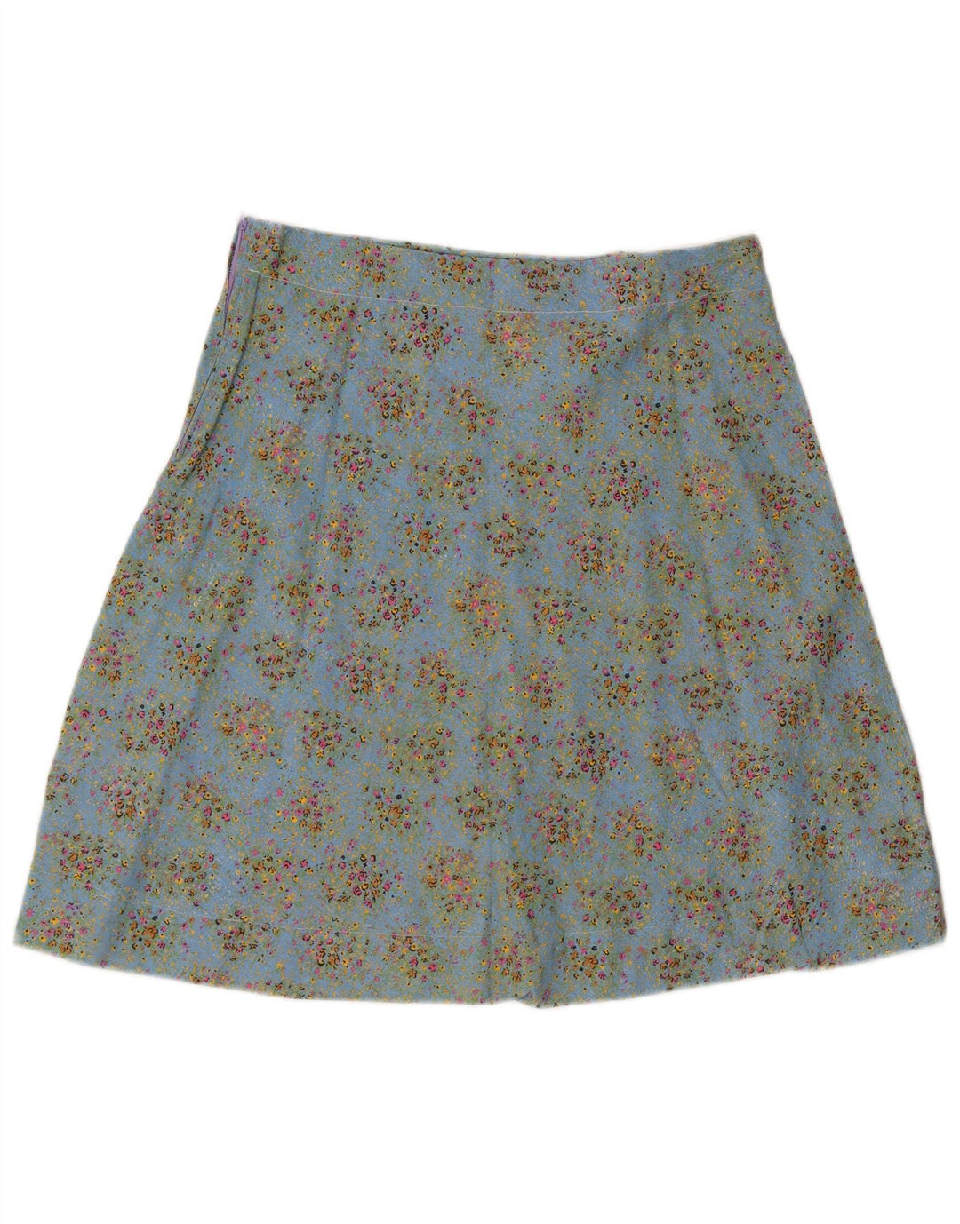 Gonna a trapezio da donna vintage W34 grande floreale blu