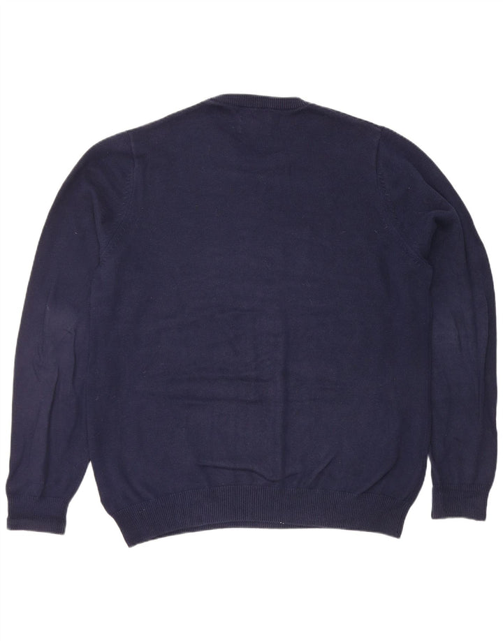 Maglione maglione girocollo da uomo Marks & Spencer grande cotone blu navy