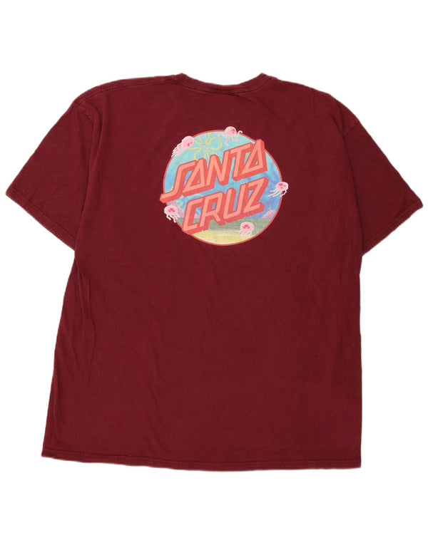 T-shirt grafica da uomo Santa Cruz Top grande in cotone a righe bordeaux