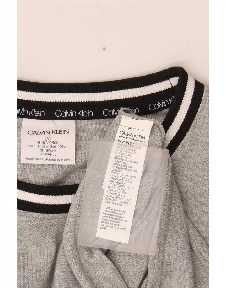 Calvin Klein Uomo Maglione girocollo grafico Maglione a righe grigie grandi