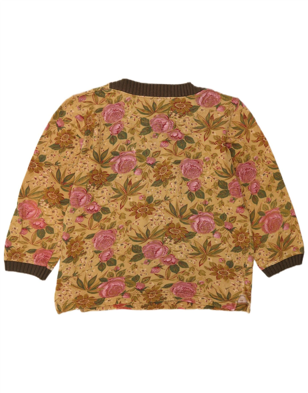 Felpa da donna vintage IT 44 Cotone floreale giallo medio