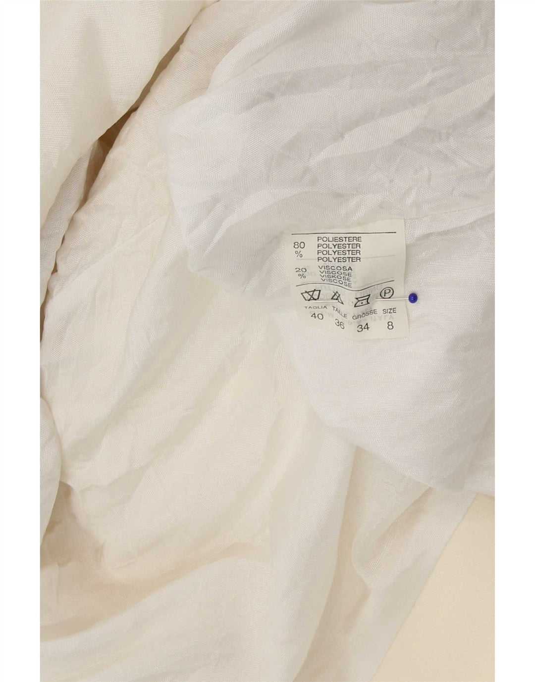Trench da donna vintage UK 8 piccolo in poliestere bianco sporco