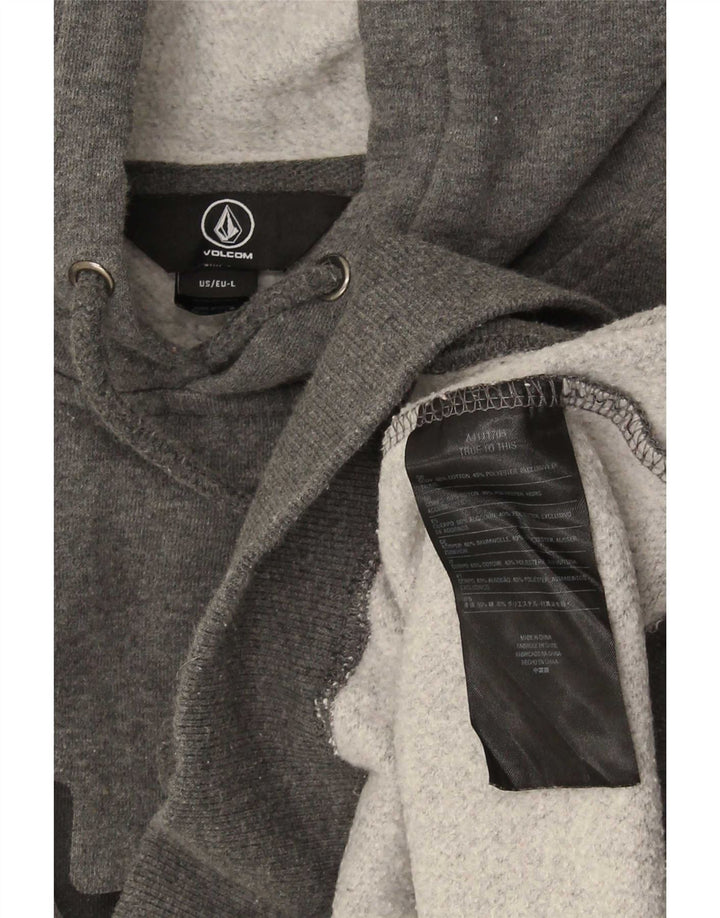 Felpa con cappuccio grafica da uomo Volcom grande in cotone grigio