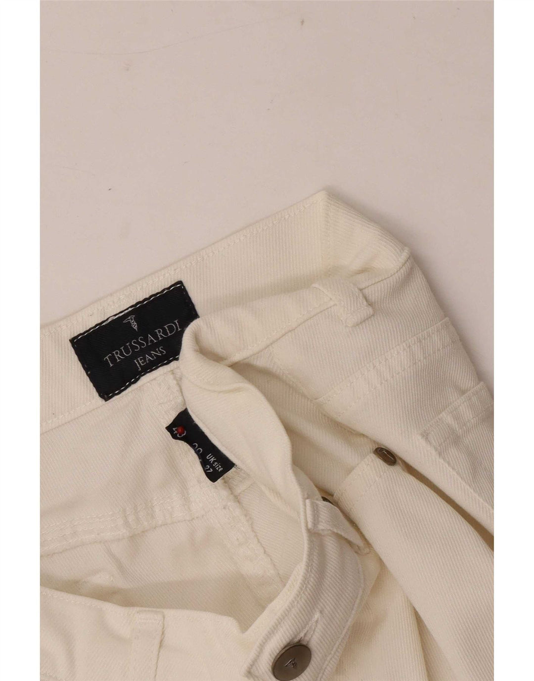 Pantaloni Casual Bootcut Donna Trussardi W27 L30 Cotone Bianco