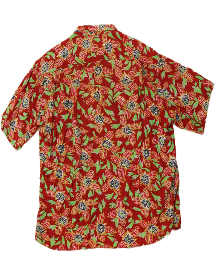 Camicia da uomo a maniche corte STEFANEL Rosso medio floreale Rayon hawaiano