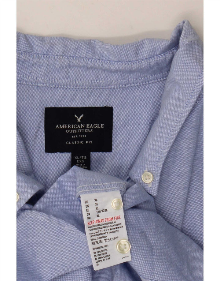 Camicia da uomo American Eagle a maniche corte vestibilità classica XL in cotone blu
