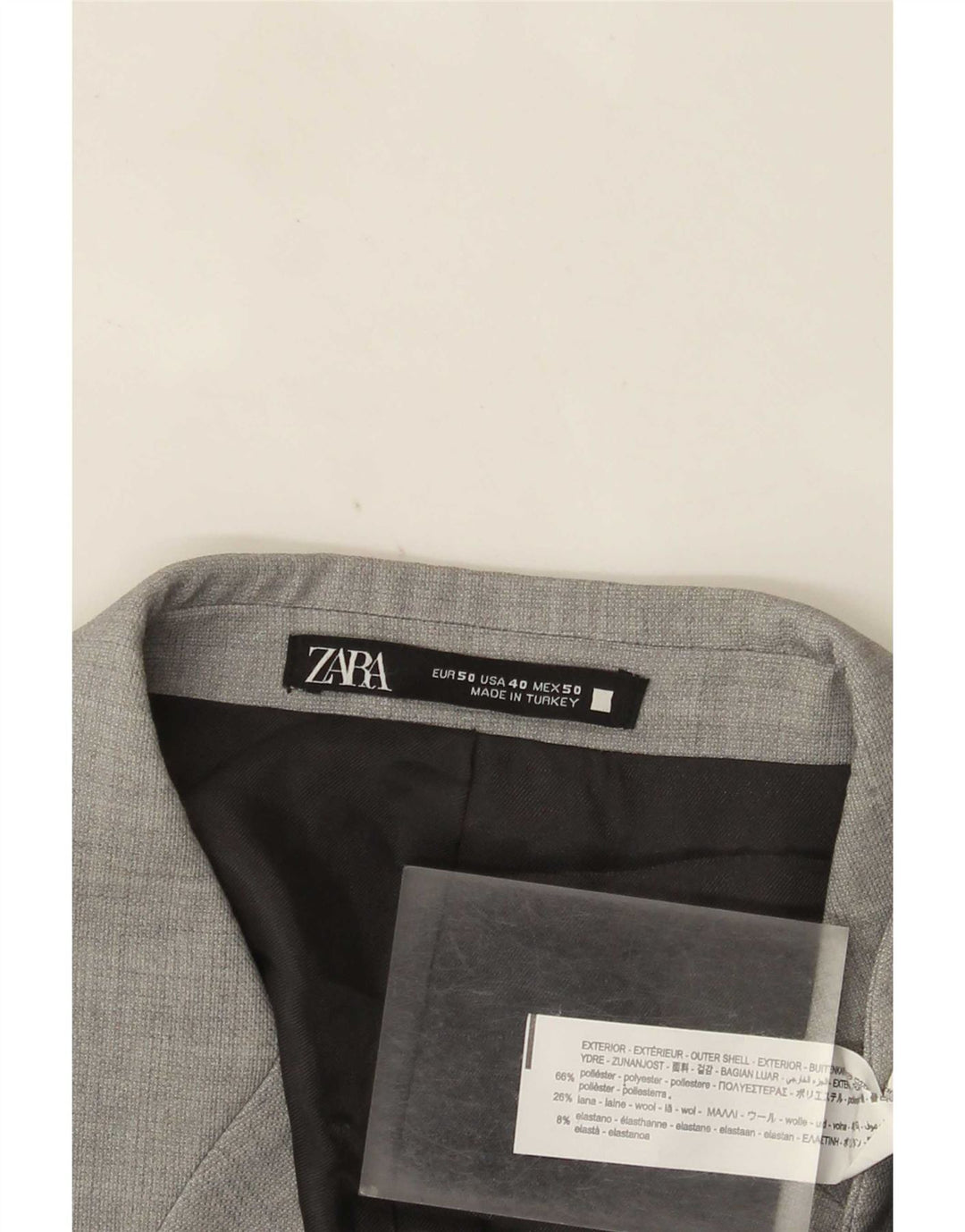 Giacca blazer da uomo a 2 bottoni Zara EU 50 poliestere grigio medio