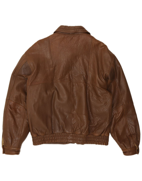Giacca in pelle vintage da uomo IT 52 XL in pelle marrone
