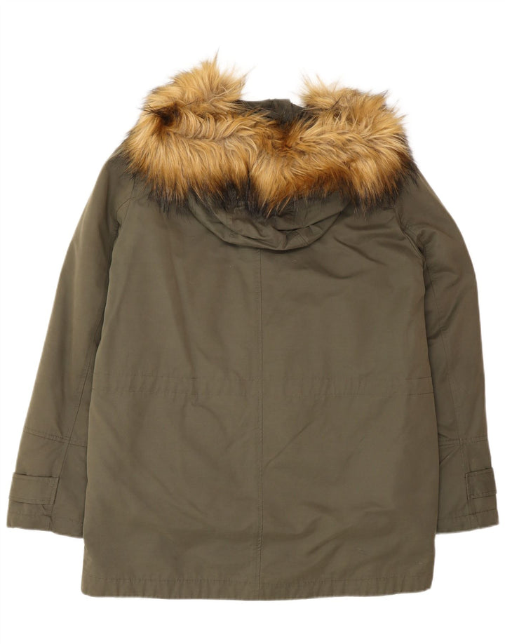 Parka oversize con cappuccio da donna Zara UK 10 piccolo poliestere kaki