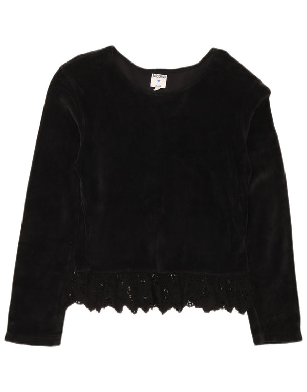 Moschino Camicetta da donna in velluto a maniche lunghe IT 46 Large in cotone nero