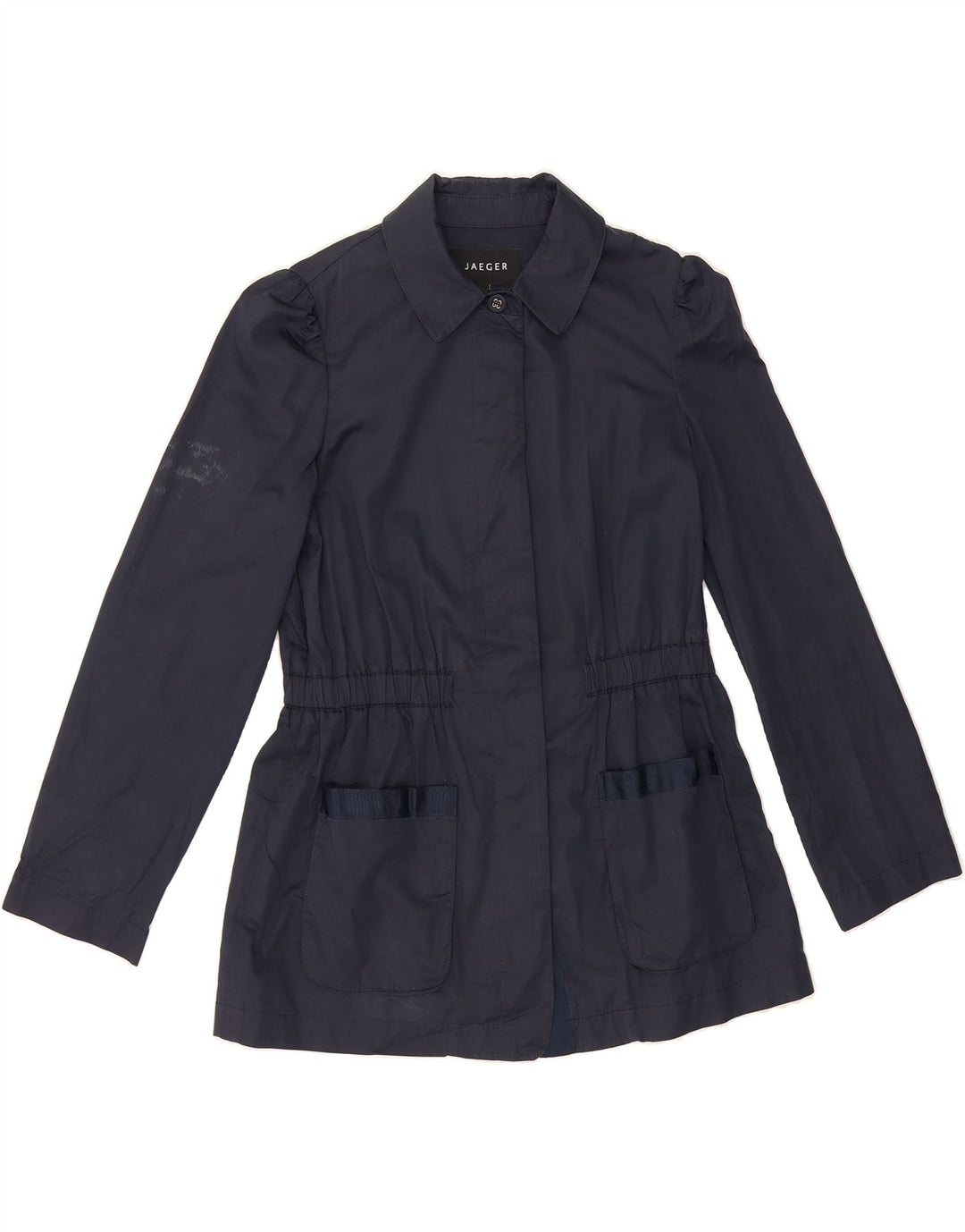 JAEGER Womens Utility Jacket UK 10 Small  Navy Blue Cotton Vintage Jaeger and Second-Hand Jaeger from Messina Hembry 