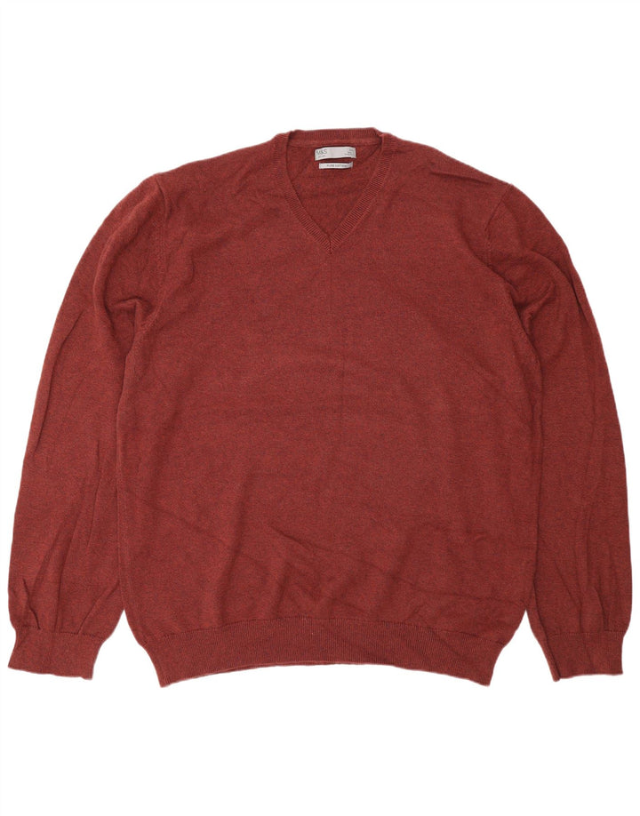 Maglione da uomo con scollo a V Marks & Spencer 2XL cotone marrone